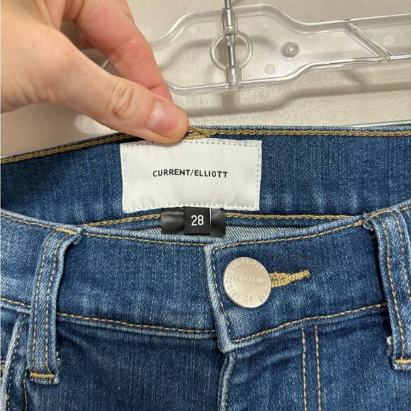 Current Elliot High Waist Ankle Skinny Jeans in Joey Dark Destroy - Size 28 - Picture 4 of 6